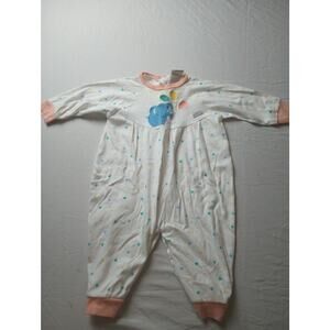 Vintage Little Wishes Elephant Balloon Pastel Jumpsuit Sleeper Infant 18M Cotton